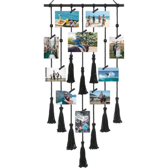Hanging Photo Display Macrame Wall Hanging Pictures Organizer Home Decor